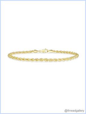 14K Gold Filled Twisted Rope Chain Bracelet 3.2mm Diamond Cut Spiral Link